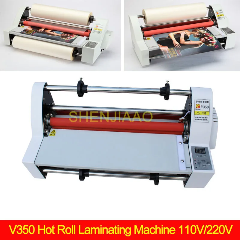 V350 Cold and Hot laminator Four Rollers Hot Roll Laminating Machine electronic temperature control Speed Adjustable 220v