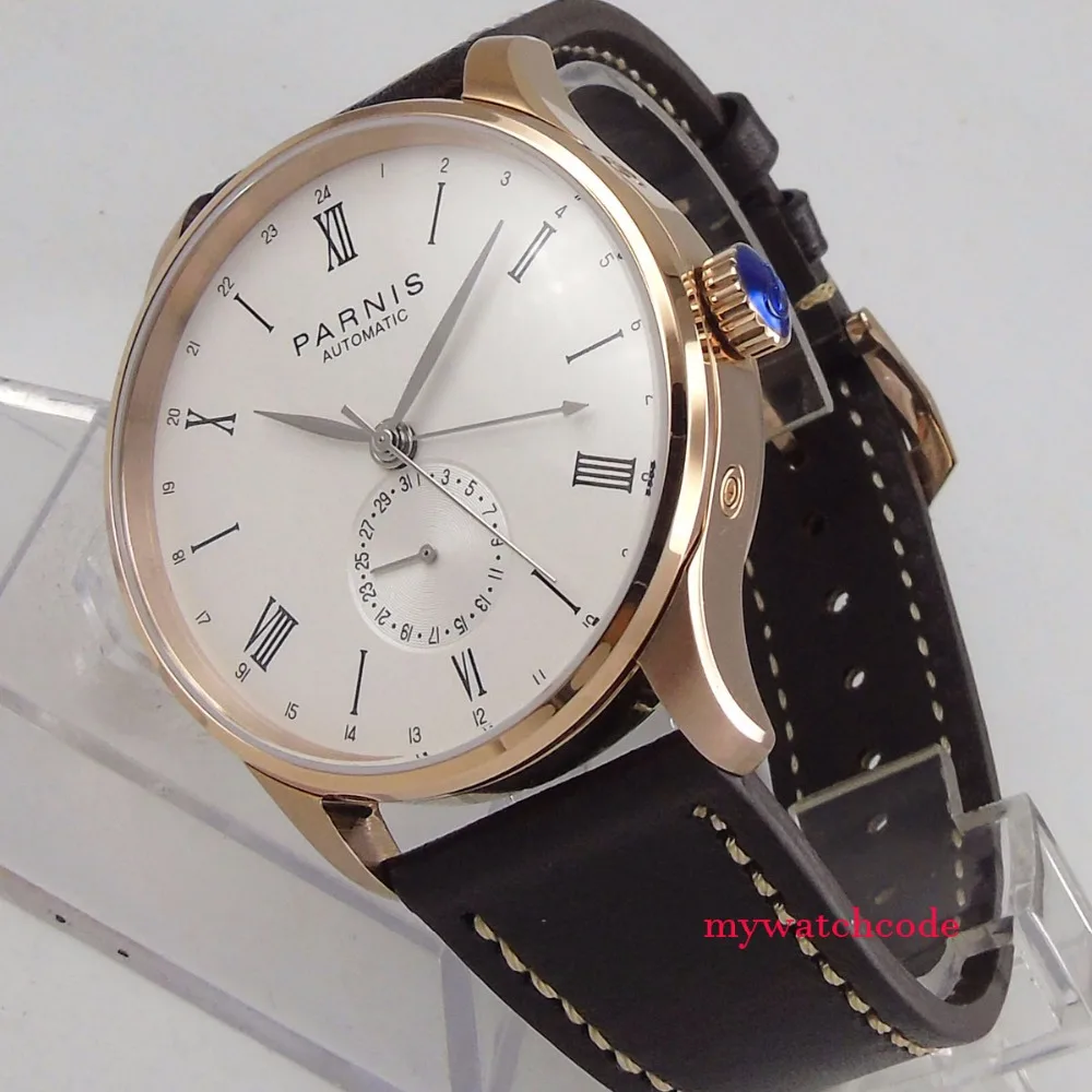 42mm Parnis beige dial 24 Hours ST 1690 Automatic Movement Men\'s Watch