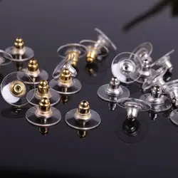100pcs DIY Craft Accessories Silicon Stud Earring earrings Back Stoppers Ear Post Nuts Jewelry Findings Components Gold and Silv