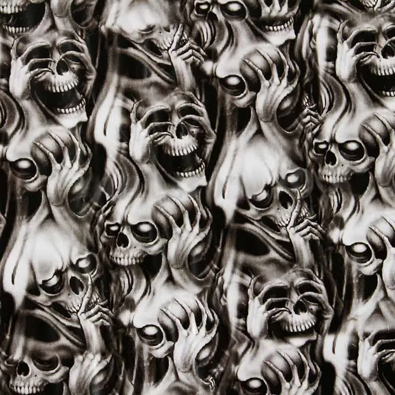 JX-LCLYL 5x2m PVA Dipping Skulls 하이드로 그래픽 물 전송 인쇄 해골 필름