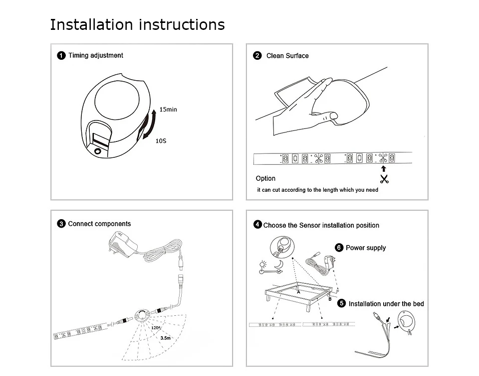 US EU PIR Motion Sensor Kitchen Light Tape 5V 12V LED Night Light IR Body Move Detection Ribbon Strip Lamp corridoio letto armadio