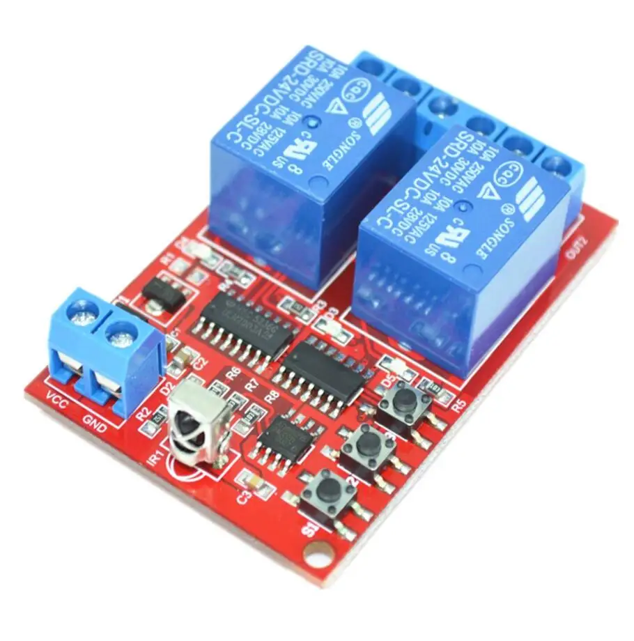 2 Channel 2CH DC 5V 12V 24V IR Infrared Remote Control Switch High-current Relay Module Board LED Status Indicator 5V -24V