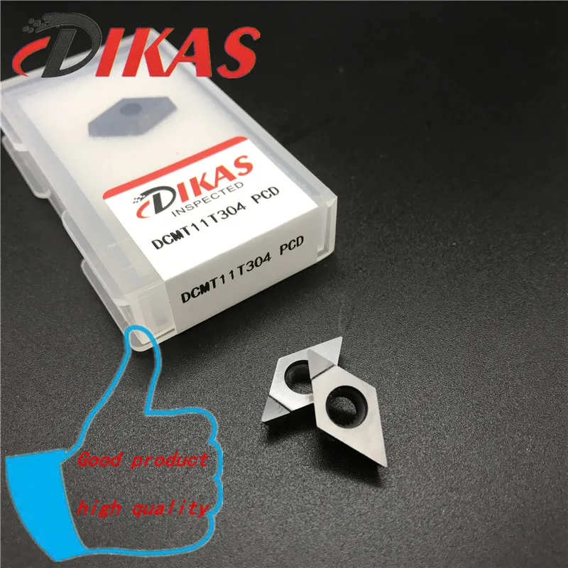 شفرات الماس DCMT11T304 PCD ، أدوات cnc ، معالجة المعادن غير الحديدية ، معالجة الألومنيوم والنحاس ، 2 قطعة