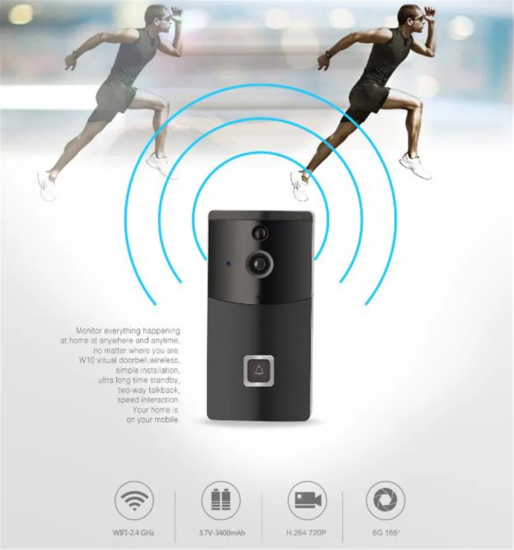 Wireless WIFI 720P Doorbell  166 Degree Wide Angle Video Door Phone