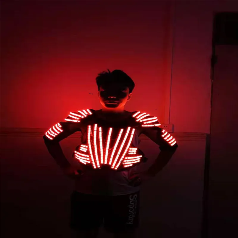 

RE67 DJ led light robot men suit stage costumes RGB colorful lighted armor outfits glowing led vest men clothing led light props