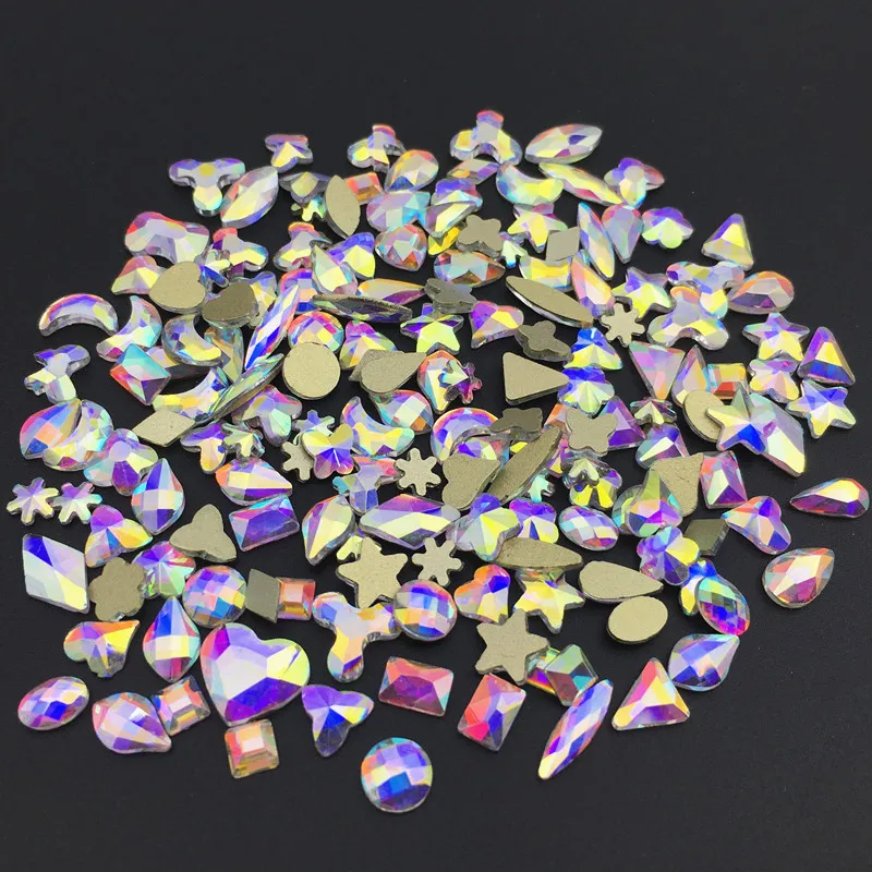 20 pcs More Shapes Sizes 3D Designs Crystal AB Glass Nail Decorations Rhinestones For DIY Manicure Nail Art Stones Decorations
