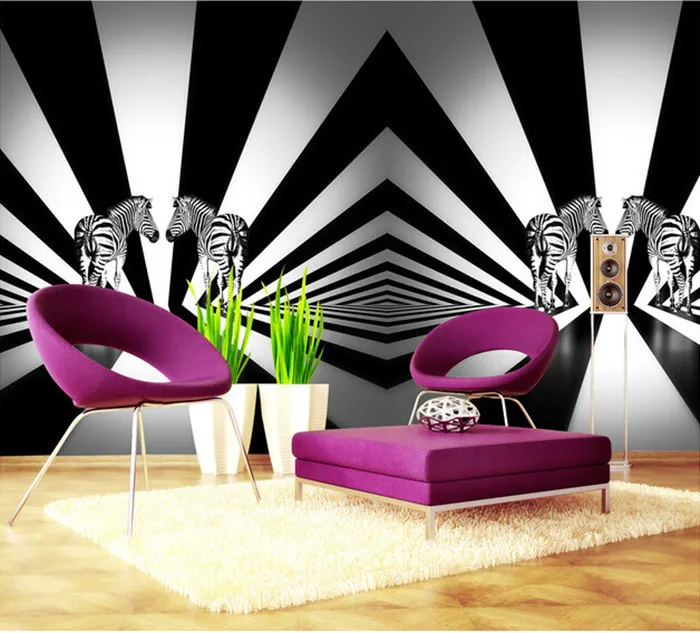 The custom 3D murals,Modern simplicity and black and white zebra art abstract mural,living room sofa TV wall bedroom wall paper