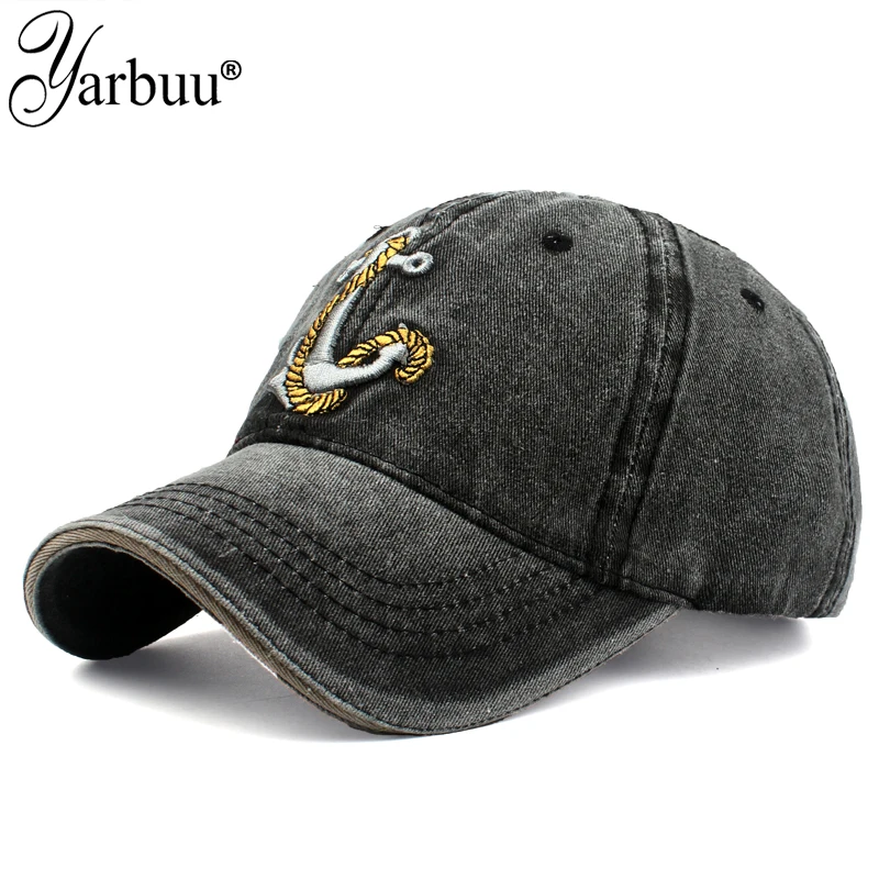 YARBUU-gorra de béisbol vaquera lavada para hombre y mujer, gorro de béisbol de algodón puro para parejas, con ancla de Barco Pirata antiguo