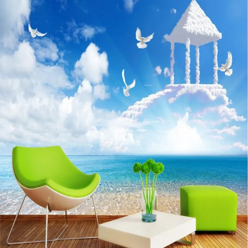 wellyu Custom large - scale murals Genting Heavenly Seaview TV backdrop non - woven wallpaper papel de parede para quarto