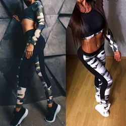 Dresy dla kobiet kamuflaż Fitness Sport garnitury damskie jogi zestaw Sexy trening odzież sportowa FemaleAthletic odzież do biegania