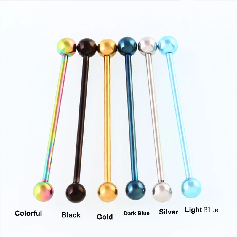 1 Pc 16/14G 34+5mm Stainless Steel Industrial Piercing Ear Cartilage Stud Earring Barbell Straight Ear Piercings Barbell Jewelry