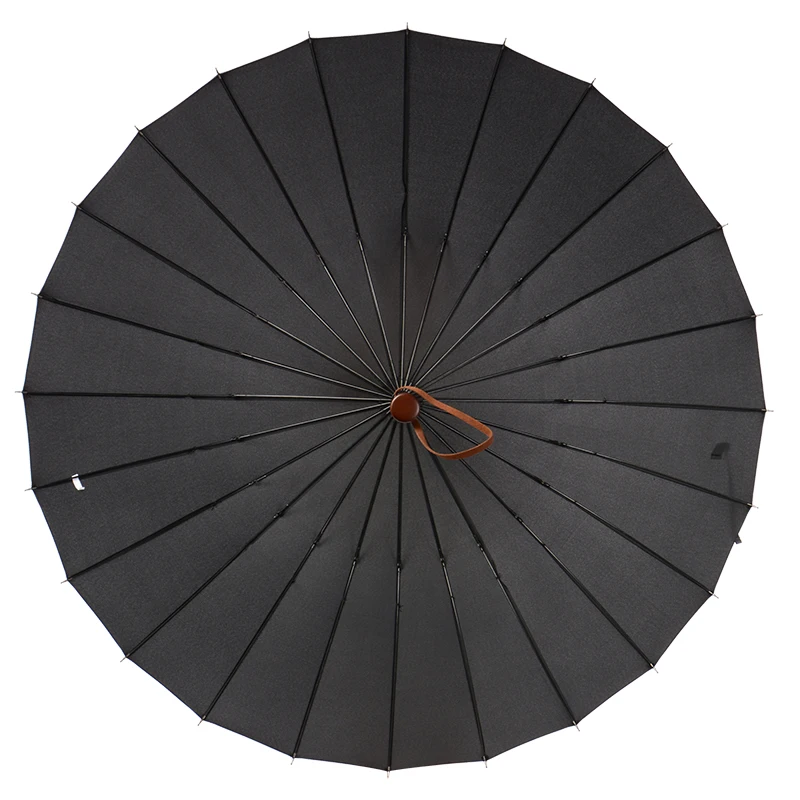 

112cm open diameter Hand open 24 ribs solid colour antique wooden business windproof umbrella commercial waterpoof car rain gear