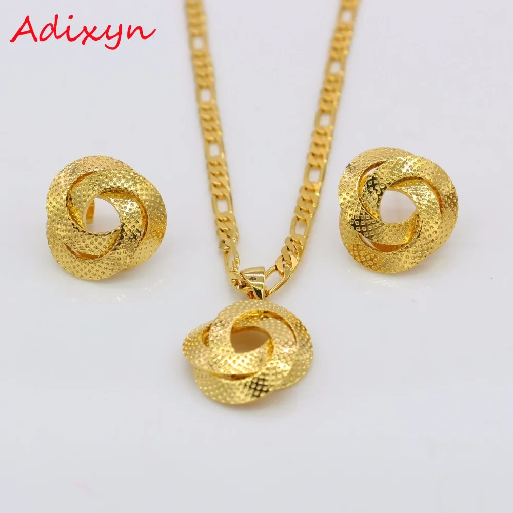 Adixyn Light  Dubai Necklace/Earrings/Pendant Jewelry Set for Women/Girls/Kids Fashion Metal Russia Jewelry Gifts N01206
