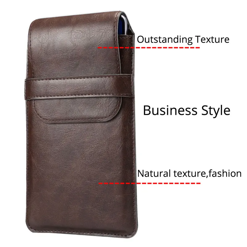 Universal Pouch Slim Leather Case Holster 4.8-7.2inch for Samsung A50 A70 A20 A8 S10+ S10e S9 S8 note9 8 s7edge S6 S5 Waist Bag