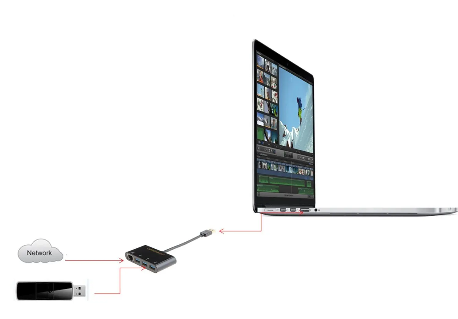 Original jor+ 3.1 hub para 3 portas usb 3.0 + adaptador de porta ethernet gigabit para macbook e outros dispositivos usb3.0 ou tipo c