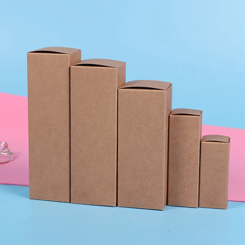 100pcs 10ML to 100ML 18MM Rubber Head Dropper Essential Oil Bottle Packaging Box Cosmetics Kraft Carton White Black Paper Box