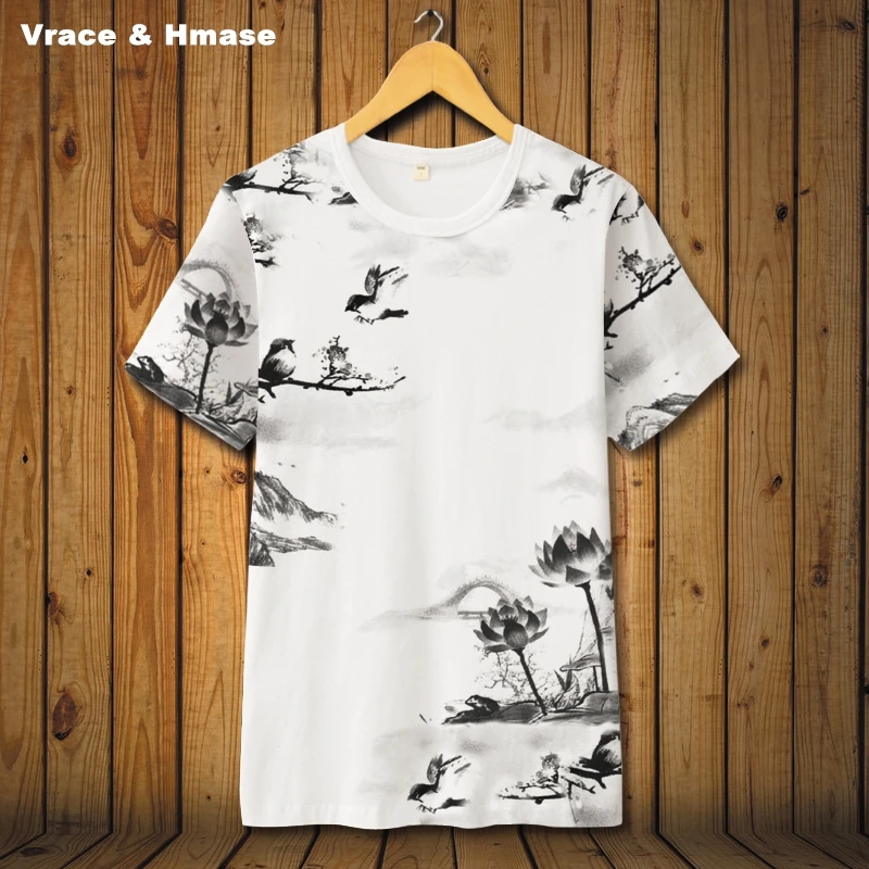 

Chinese elements exquisite Simple printing fashion short sleeve t-shirt Summer 2018 quality soft comfortable t shirt men S-6XL