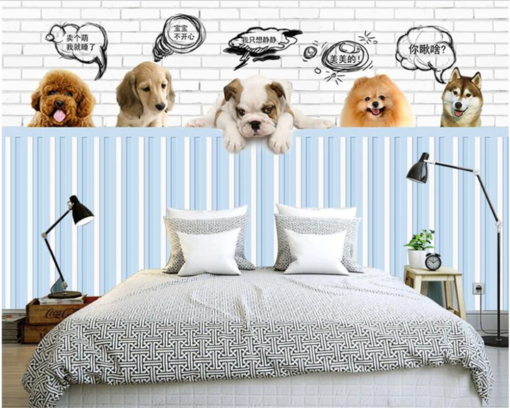 

beibehang High-definition fashion can be scrubbed Wallpaper Cute Pet Dog Background Wall Decorative Painting 3d wallpaper tapety