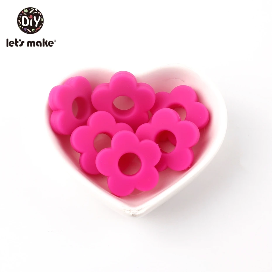 Let\'s Make-Cuentas de silicona para manualidades, flores pequeñas de abalorios de 2,7 cm, accesorios para dentición, Color caramelo, 20 unidades