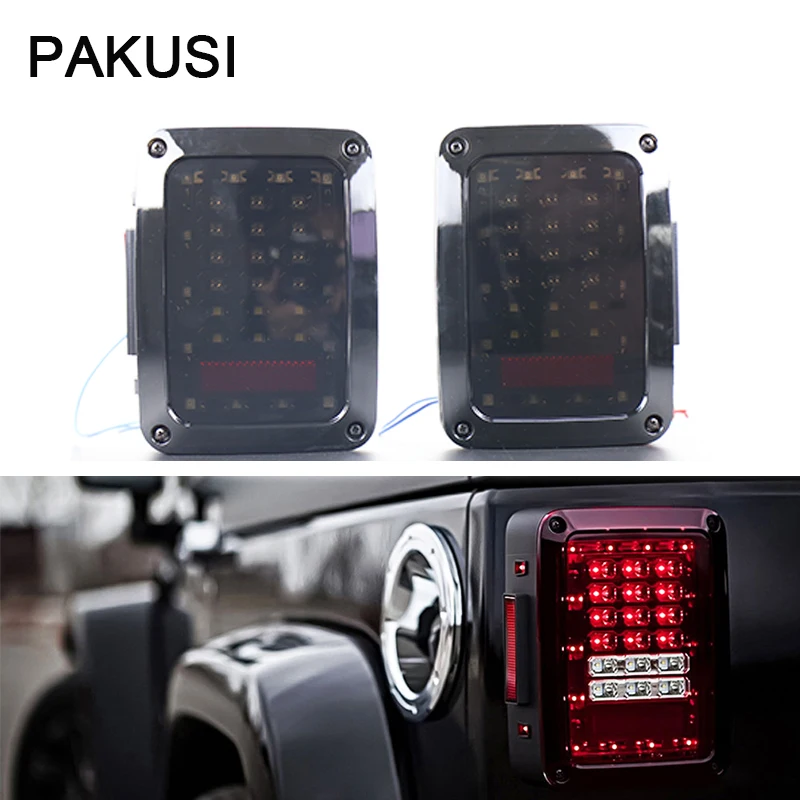 

PAKUSI 1Pair Car LED Tail lights For Jeep Wrangler accessories Reverse Brake Lights 12V 24V USA/EU Signal Lamp Assembly bulb kit