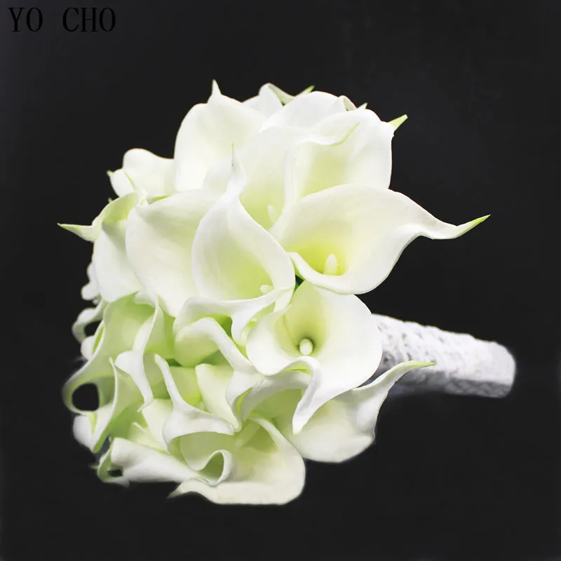 Wedding flowers bridal bouquets PU bride holding flower Ivory white artificial Calla Lily flower wedding bouquet (30pcs/bouquet)