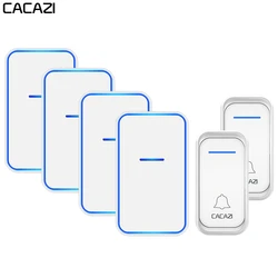 CACAZI ワイヤレスドアベル防水 2 ボタン 4 レシーバー米国 EU 英国 AU プラグ 300 メートルリモートホームようこそワイヤレスドアベルチャイム