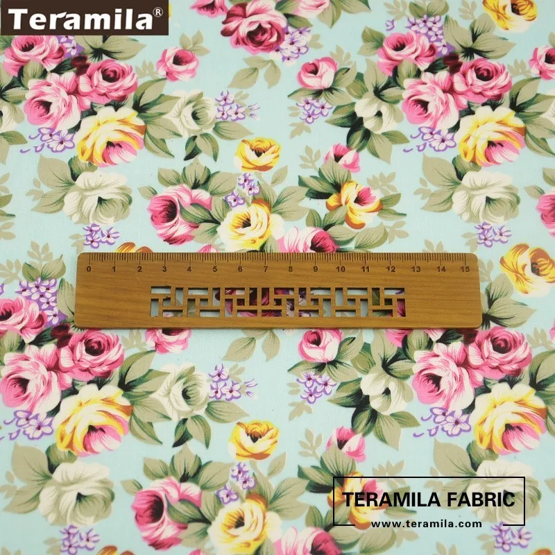 Teramila ผ้า Poplin ผ้าฝ้าย Patchwork ดอกไม้สไตล์ Handwork เด็กเสื้อไตรมาสเมตรผ้าซม.สำหรับจักรเย็บผ้า