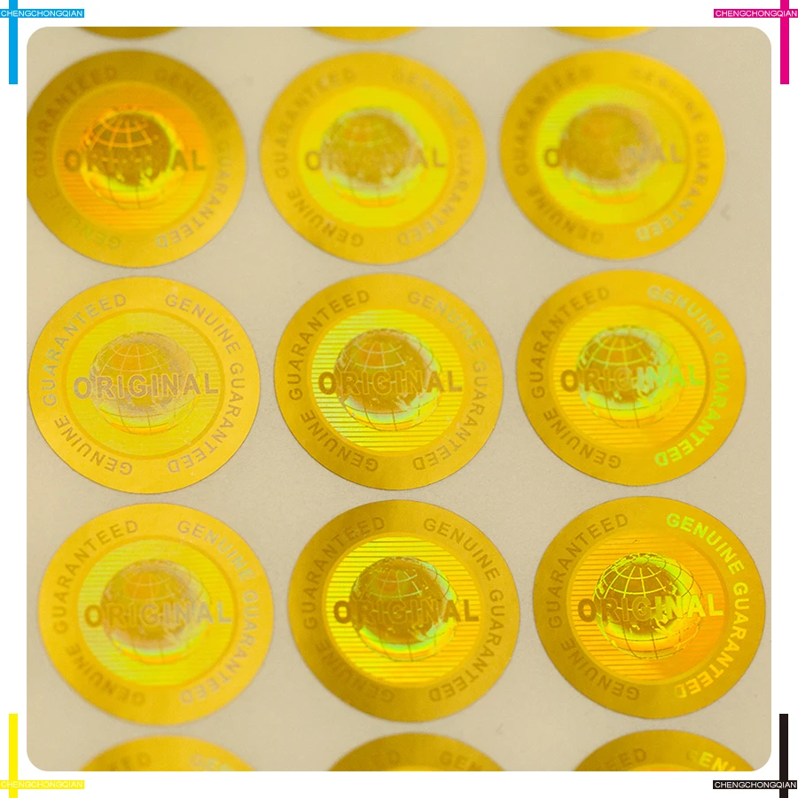 مخصص الهولوغرام حقيقية مضمونة ومبتكرة الهولوغرام ملصقا متعددة الألوان تصميم العالمية ضياء. 20 مللي متر 2000 قطعة