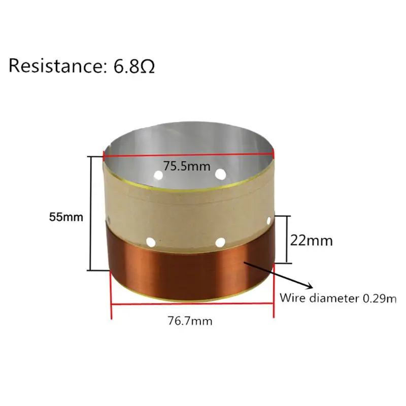 Baru 1 Pasang 75.5 Mm Speaker Bass Voice Coil Aluminium Putih Udara Outlet untuk Subwoofer Speaker Perbaikan Aksesoris Qiang