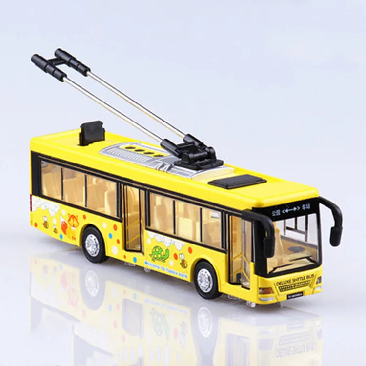 Ônibus modelo de carro liga requintado 1:36 transmissão de voz, simulação de som e luz puxar para trás modelo de metal die-casting, frete grátis