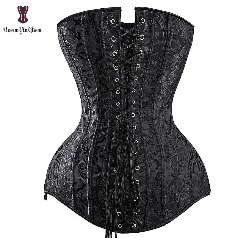 Drop Shipping Corset Long Torso Corsets Cheap Black White Korset Overbust Waist Slimming Floral Bustier Women Plus Size Gorset