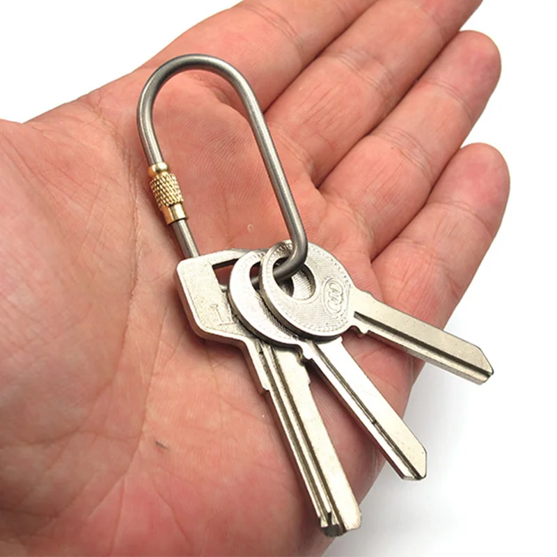 1PC EDC U-shaped Key Chain with Lock D-type Buckle Outdoor Camping Storage Key Equipment Tourism Portable Titanium Alloy Tools