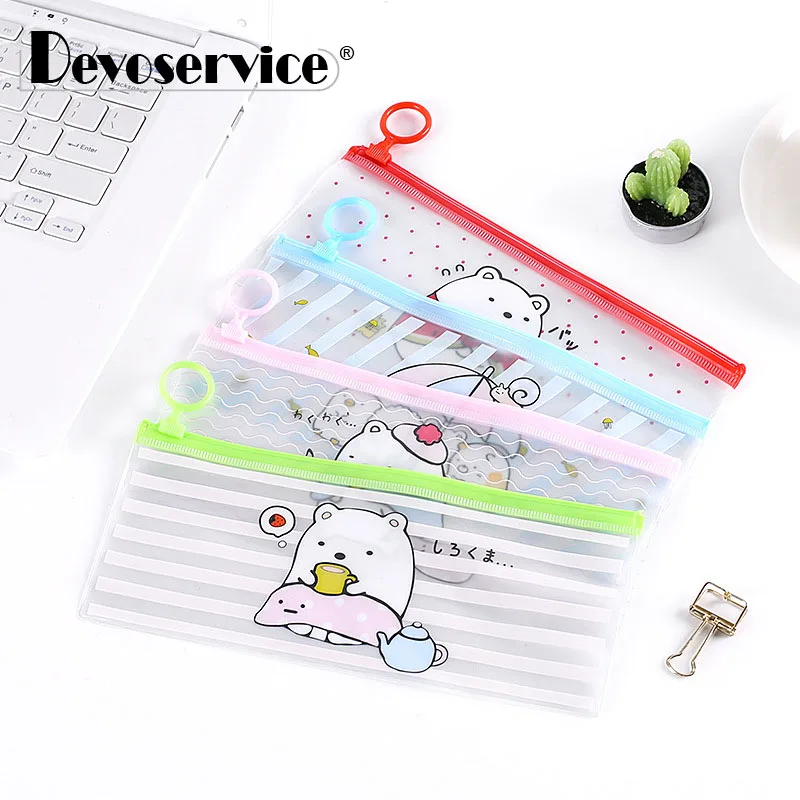 1 pz carino Kawaii cartone animato astuccio in PVC adorabile cartone animato orso astuccio per bambini cancelleria regalo penna borsa ufficio materiale scolastico