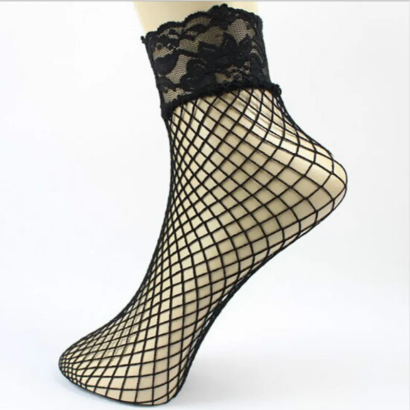 Spring Summer 2017 Explosion Japanese Cuff Mesh Women Black Socks Short Tube Socks Net Size Eye Fishnet Socks  R481