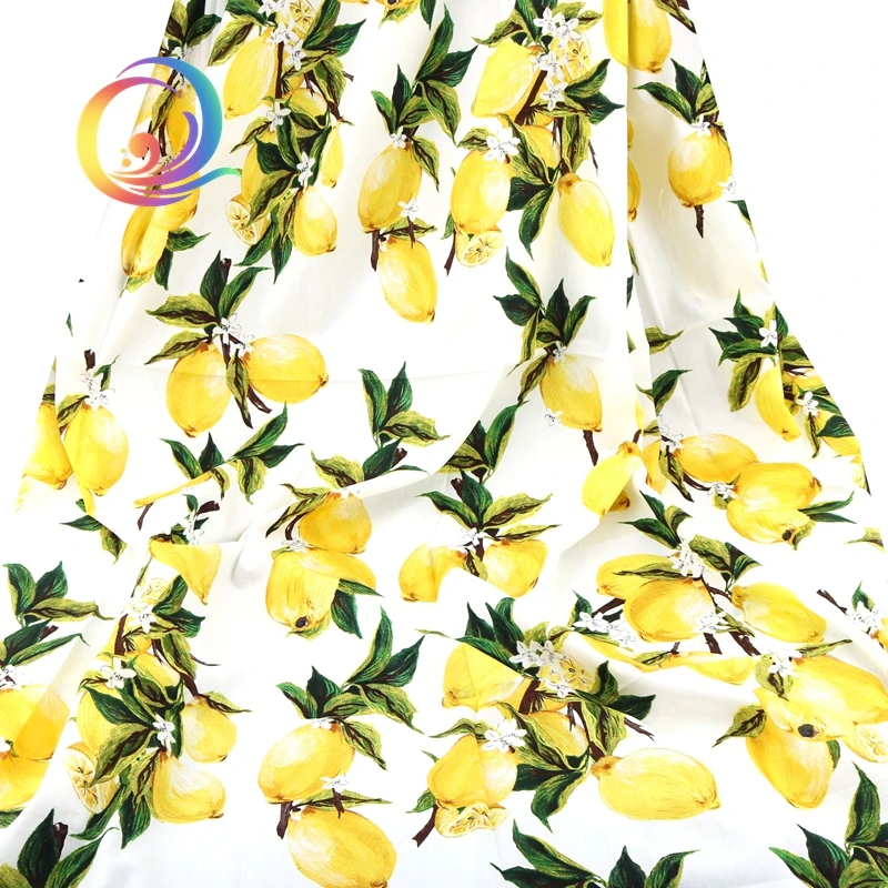 

Haisen,Summer Apparel Fabric/Lemon Series Printed Pattern/ Printed Plain Poplin/Skirt/Dress/Shirt Material/Half Meter 50x145cm