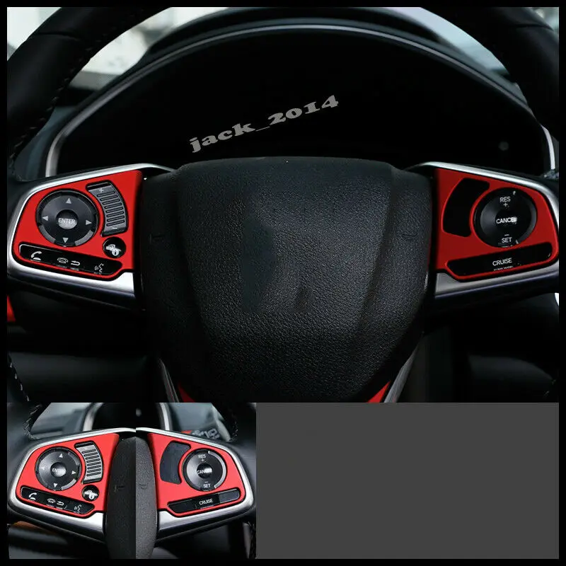 ABS Red Interior Steering wheel cover trim 3pcs For Honda CRV CR-V 2017 2018 2019