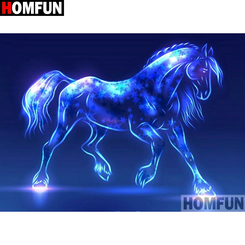 

HOMFUN Full Square/Round Drill 5D DIY Diamond Painting "Luminous horse" Embroidery Cross Stitch 3D Home Decor A10540