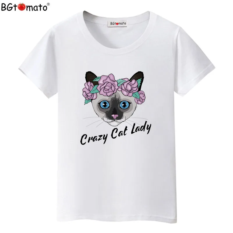 

BGtomato Crazy cat lady lovely T-shirts women Original brand good quality soft casual shirts Hot sale summer tops tees