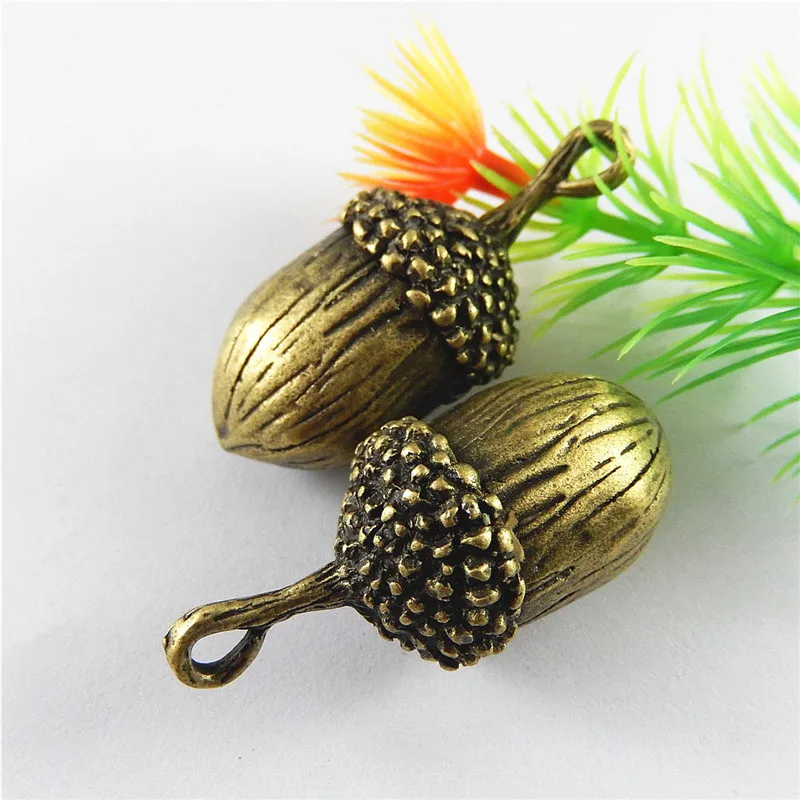 Julie Wang 5PCS Acorn Charms Alloy Antique Bronze Fruit Necklace Bracelet Pendant Earrings Jewelry Making Accessory Home Decor