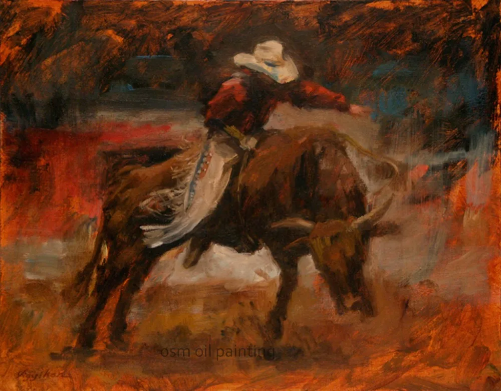 

High Skill Hand Painted Spain Bullfight Oil Painting on Canvas Wall Artwork Man and Strong Bull Hang Pictures Crafts for Home