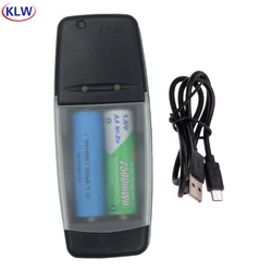 KLW 2 gniazda inteligentna ładowarka USB do ładowania 1.6V NI-ZN AA AAA 3.2V LiFePo4 14500 10440 inteligentny wyświetlacz LED