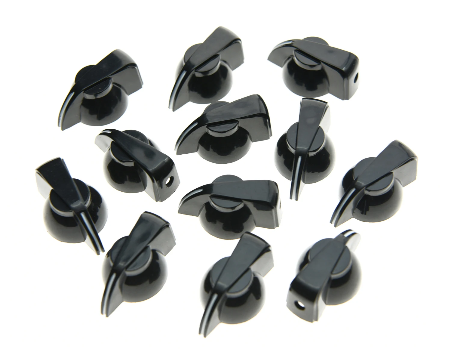 Pack of 12 Brass Insert Guitar Chicken Head Knob AMP Effect pointer Knob Black