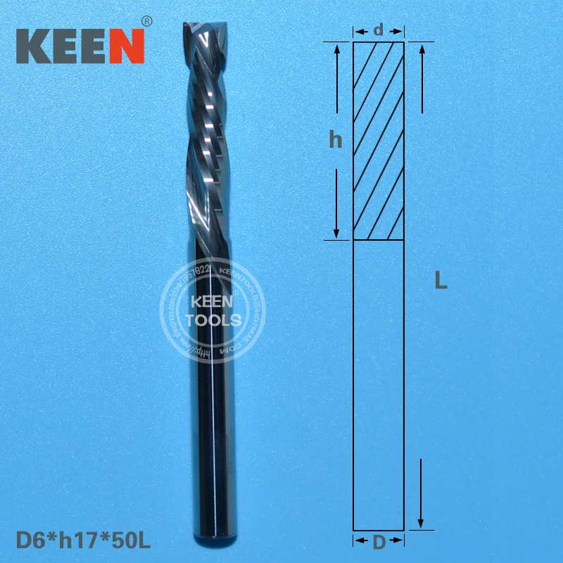 6*17mm Two Flutes Up and Down Cut End Mill Engraving Bits,Compression CNC Cutter Milling Tools