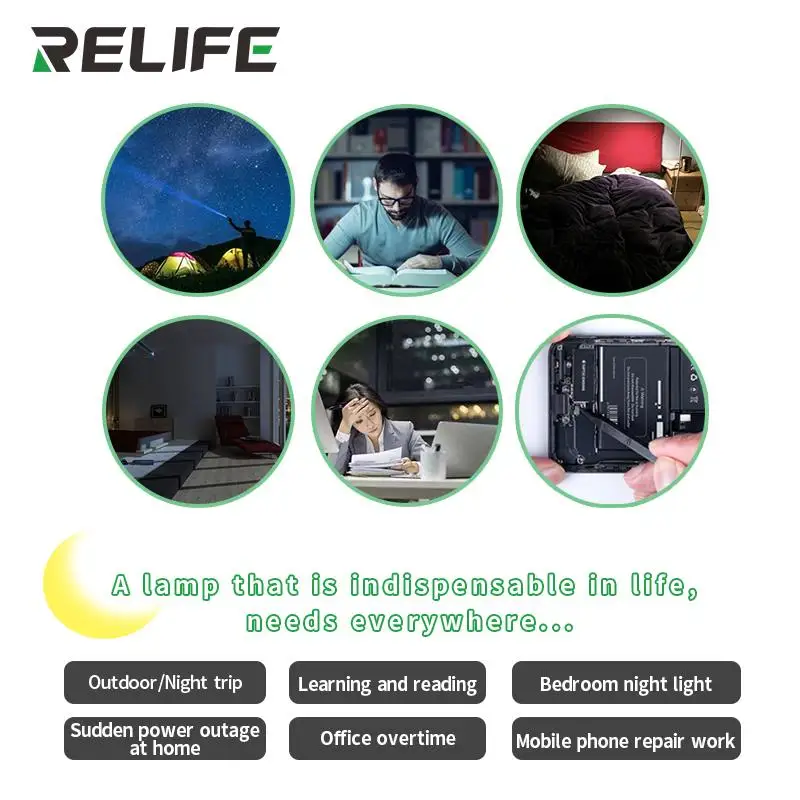 RELIFE RL-805 USB صغير LED الضوء الأبيض 360 درجة دوران مصباح لأجهزة الكمبيوتر المحمول أداة إصلاح الهاتف