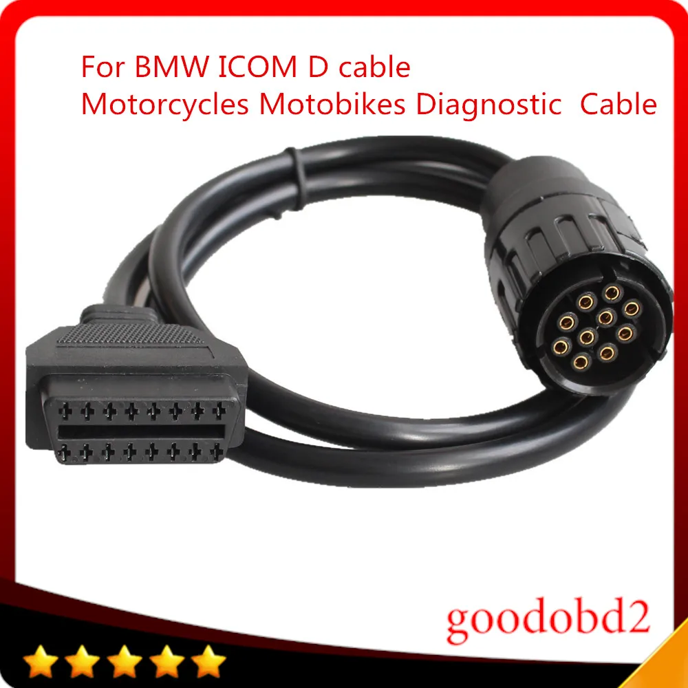 For BMW ICOM D Cable ICOM-D Motorcycles Motobikes 10 Pin Adaptor 10Pin To 16Pin OBD2 OBDII Diagnostic Cable I-COM tool cables