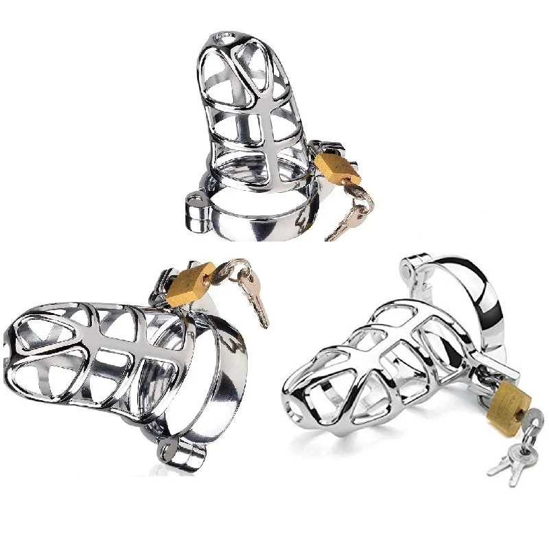 Male Metal Penis Chastity Cage Device Set Penis Lock Cock Ring Belt Bondage Restraint Slave Sex Toy For Man