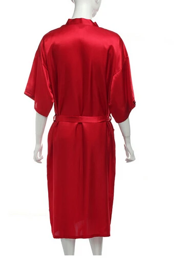 حجم كبير S-XXL 2016 رايون طويل رداء المرأة كيمونو الساتان رداء طويل مثير الملابس الداخلية ثوب النوم الساخن مع حزام