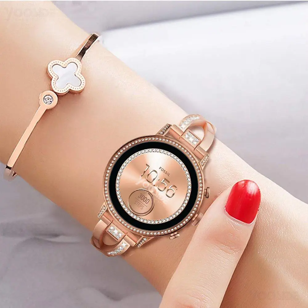 Cho Ticwatch C2 Hoa Hồng Vàng 18mm Nhanh Chóng Phát Hành Kim Loại Dây Thép không gỉ Dây Đeo Vòng Tay cho Đồng Hồ Q Liên Doanh gen3/Gen4 HR