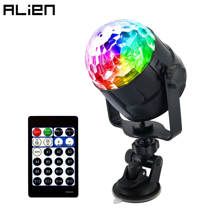 

ALIEN RGB 4W 15 Color USB LED Crystal Magic Disco Ball Light DJ Party Car Holiday Birthday Sound Activated Stage Lighting Effect