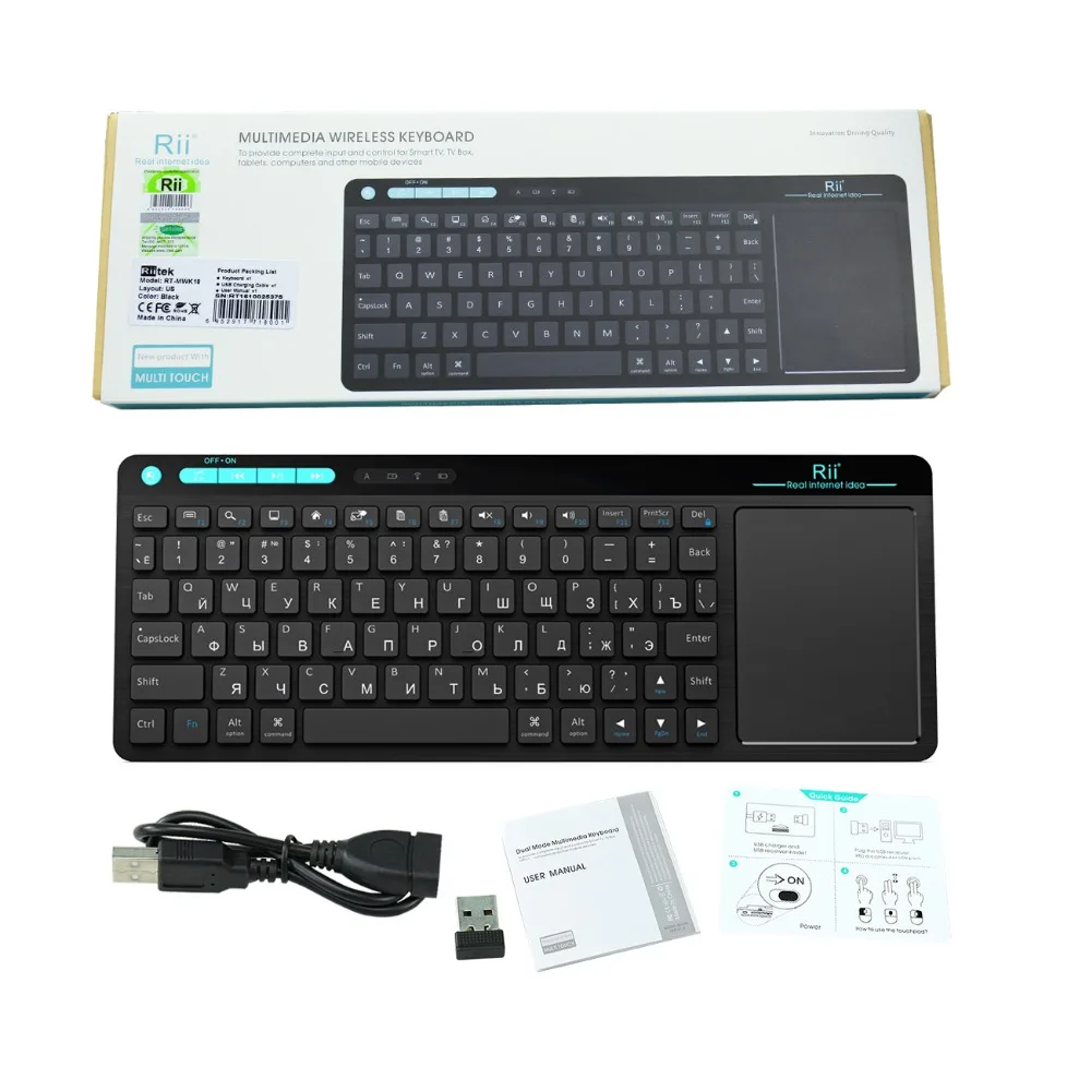 Imagem -06 - Mini Teclado sem Fio Touchpad Multimídia Mesa de Escritório Computador pc tv Inteligente Htpc Iptv Caixa Android 24 Ghz Original Rii-k18